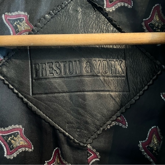 Vintage 80s Preston & York Leather Coat Black Oversized Design - Picture 10 of 15